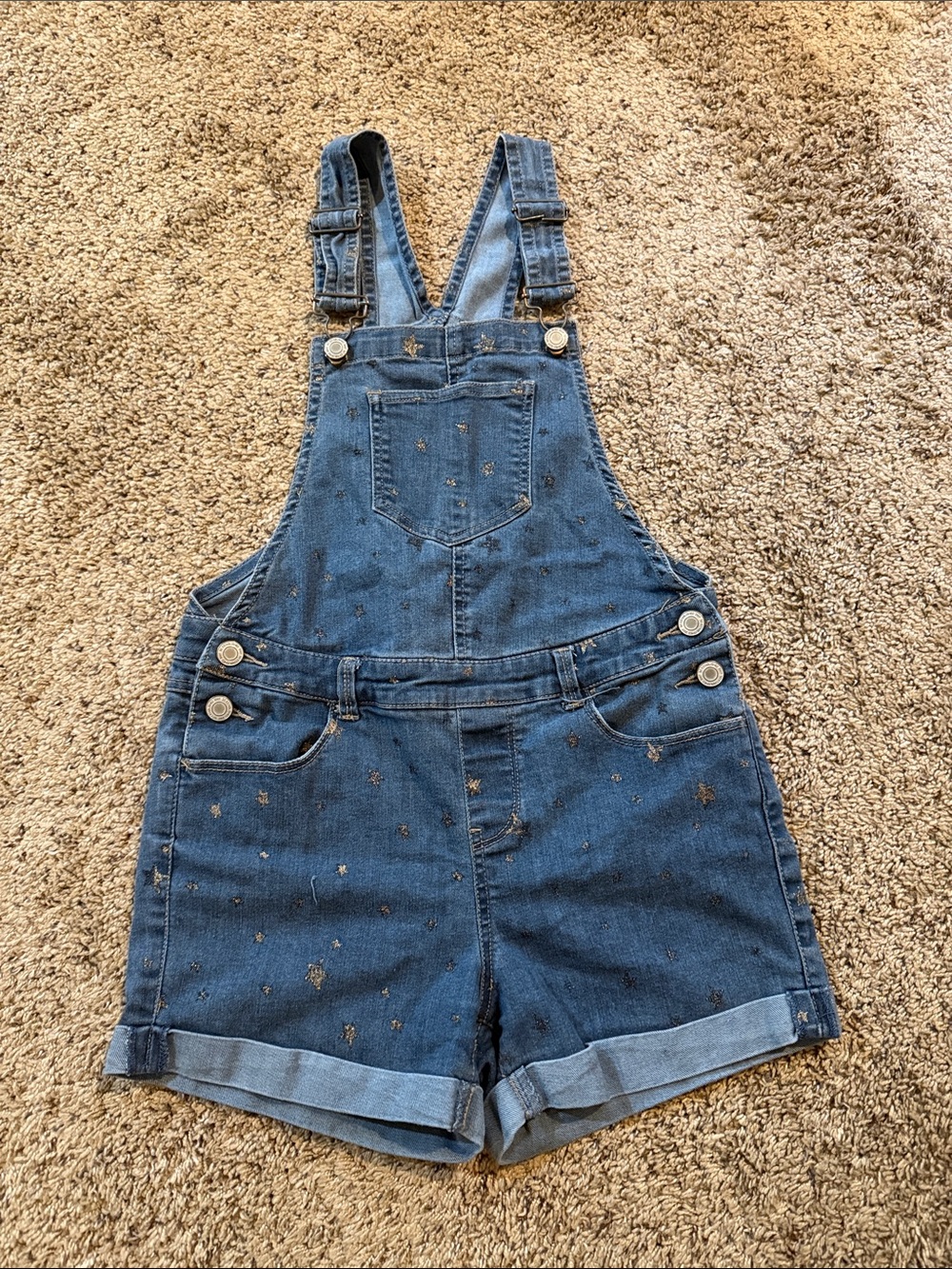 SO Light Blue Denim Overalls with Gold Stars